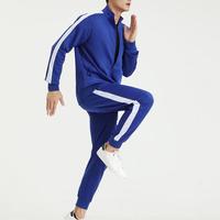 Ensemble de sport respirant et anti-transpiration pour homme avec capuche, veste de sport et pantalon de survêtement, motif uni, 100 % polyester, cordon de serrage, collection automne