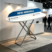 Comptoir promotionnel pliable ovale personnalisé en aluminium ShengShiJiaHua pour salon professionnel, stand d'exposition portable, table de réception, modèle PT01