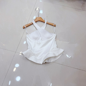 <span class=keywords><strong>Chemisier</strong></span> 2026 avec ceinture, effet amincissant et sculptant la taille, bordure à volants, moelleux, dos nu et soutien du cou - Product Image 3