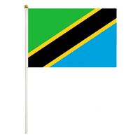 Drapeau de la Tanzanie à agiter à la main, personnalisé, en polyester de haute qualité, 14x21cm, pour événements ou festivals