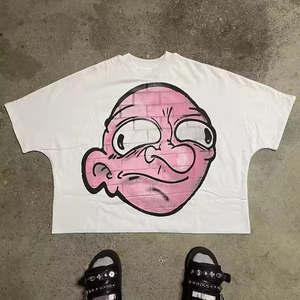 100% algodón Boxy recortado camisetas Y2K impreso gráfico camisetas Streetwear alta calidad lujo hombres camisetas - Product Image 1