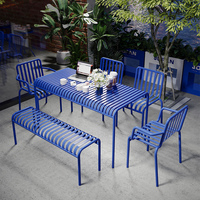Ensemble de table de chaise en fer forgé de style industriel moderne Café Balcon Zone de loisirs Boutiques de thé au lait Cours Utilisation extérieure Bois