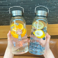 Bouteille d'eau en verre surdimensionnée résistante à la chaleur avec bouchon à paille anti-fuite sans BPA, style minimaliste de luxe pour la maison, le bureau et le sport