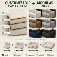 Sofa modular kubus vakum terkompresi, berbahan campuran linen, berumbai, dan dapat dilipat, cocok untuk ruang tamu, apartemen, dan keluarga.