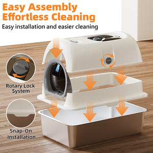 Geschlossene Katzen toilette aus XXL-Edelstahl mit Schaufel und abnehmbarem Deckel, große Kapazität, leicht zu reinigende Leckage, Geruchs kontrolle - Product Image 3