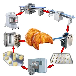 Linha de produção de pão de pastelaria, máquina automática de pastelaria em aço inoxidável, linha de produção de pastelaria