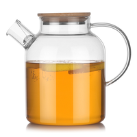 Théière en verre borosilicate de haute qualité 1000 ml avec couvercle en bambou