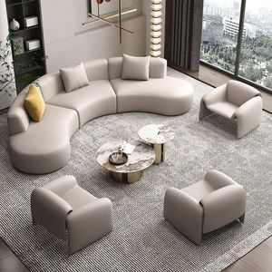 Sofá Seccional de Cuero Genuino Marrón para Hotel, Comercial, Sala de Estar, Duradero - Product Image 3