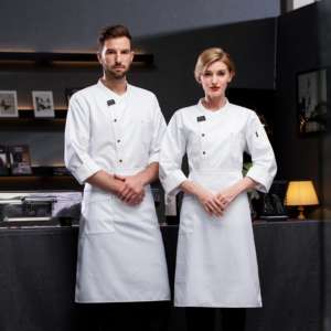 Uniformes De Chef Profesional Hombres Mujeres Botón arriba Decoraciones para Hotel Restaurante Mujeres Sexy Chef Uniforme Manga Larga - Product Image 5