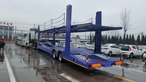 Halbflachbett Stahl Transport-Autolauflieger zum Verkauf Autoanhänger mit Mobilhaus Auto-Träger-Halbfahrzeug-Auflieger