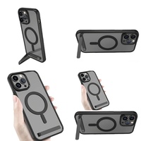 Casing Handphone Kristal Magnetik dengan Stand untuk iPhone 17 Air 16 Pro Max 15 14 13 12 11, Aksesoris Ponsel dengan Holder