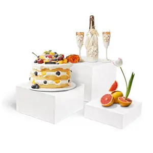 TOYIN Acrylic Food Display Stand White Buffet Acrylic Food Display Risers Cubes