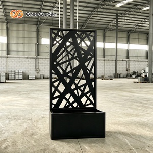 Outdoor Modern Metal Privacy <b>Screen</b> Planter Box with <b>Leaf</b> Pattern Abstract Crisscross Hollow Eco-friendly Garden Partition Fence - Product Image 6