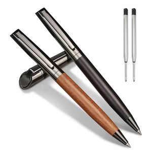 2025년 신제품 친환경 나무 볼펜 비즈니스 럭셔리 오피스 필기 트위스트 펜 맞춤 로고 블랙/블루 잉크 1.0mm 팁 - Product Image 4