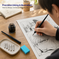 Ensemble de stylos de calligraphie HY Artist Comic, pointes en métal avec embouts en acier inoxydable et porte-stylo en plastique pour l'écriture et l'utilisation par les étudiants