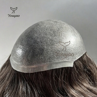 Sistem Rambut Pria PU Injeksi Kulit 100% Rambut Asli Tidak Terlihat Alami untuk Pria