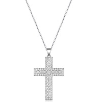 Kalung Salib Berongga Perak S925, Dilengkapi Liontin Moissanite Kelas D-color, Rantai Pertunangan Grosir Kalung Moissanite
