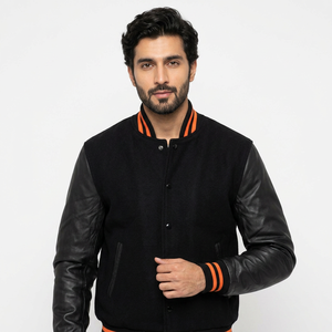Chaqueta de Lana Personalizada OEM para Hombre, de Alta Calidad, Invierno, Bordada, Estilo Universitario, Cuello Alto, Nueva, Estilo Colegial - Product Image 1