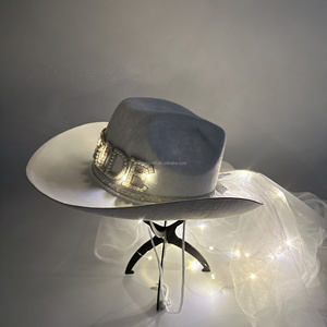 Sombrero <span class=keywords><strong>de</strong></span> Vaquera HLC con Velo y Perlas <span class=keywords><strong>de</strong></span> Imitación, Sombreros <span class=keywords><strong>de</strong></span> Novia con Luces LED y Letra 'Bride', Sombrero para <span class=keywords><strong>Despedida</strong></span> <span class=keywords><strong>de</strong></span> <span class=keywords><strong>Soltera</strong></span>, Fabricante - Product Image 4