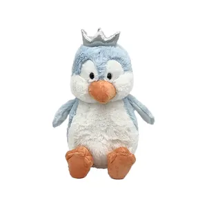 Penguin dengan mahkota mainan mewah lucu menyenangkan 12 inci kain lembut boneka hewan penguin mainan boneka anak-anak