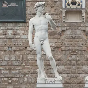 Tamanho de vida pedra natural clássico homem nude homem branco grego david mármore figura escultura