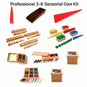 Kit sensoriel professionnel Montessori : <span class=keywords><strong>Tour</strong></span> rose, escalier marron, tiges rouges, blocs cylindriques, tablettes <span class=keywords><strong>de</strong></span> couleurs, cube binomial et trinomial - Product Image 1