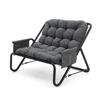 Chaise longue d'extérieur 2 places imperméable en maille, structure en acier avec revêtement en poudre, coussin en polyester 180g et coton PP pour chambre et école