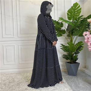 Robe à capuche rayée du moyen-orient pour femmes musulmanes, vêtements arabes islamiques, voile pour u hijab store dubaï abaya achats <span class=keywords><strong>en</strong></span> <span class=keywords><strong>ligne</strong></span> - Product Image 3