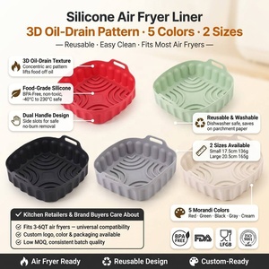 Forros cuadrados para freidora de aire bandeja de silicona para hornear y olla tapete de silicona para hornear - Product Image 1