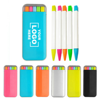 Juego de Marcadores Fluorescentes Personalizados 5 en 1, Regalo Promocional Brillante, Artículos de Oficina y Escolares, Marcador Fluorescente Colorido con Estuche