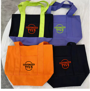 Eco 16oz Cotton <strong>Canvas</strong> <strong>Tote</strong> <strong>Bag</strong> Zipper Closure Customizable Size Color Color Clashing Design Versatile Custom Shopping - Product Image 2