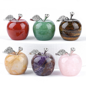 Adornos de Manzana de Piedra Natural de 30 mm, Regalo de Navidad, Decoración de Escritorio para Nochebuena, Cristal de Ágata Pulido - Product Image 4