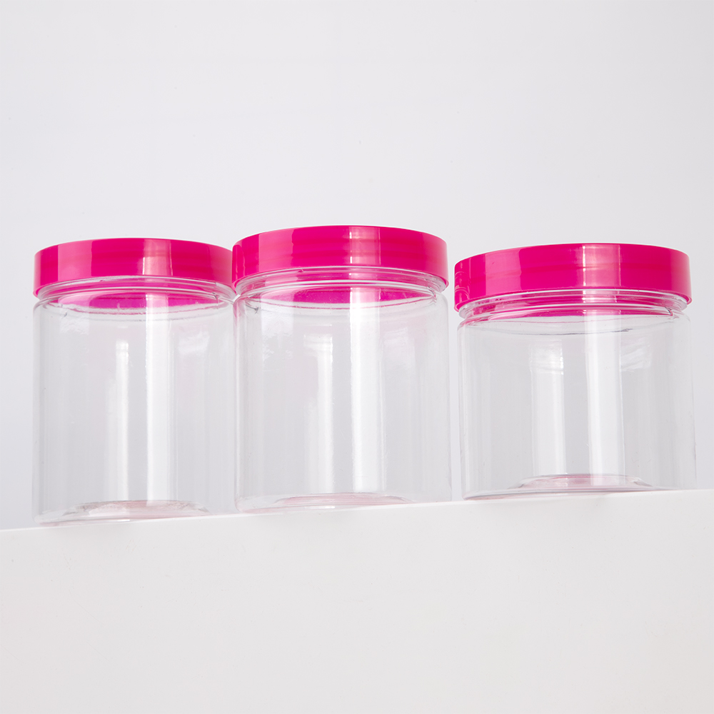 Hot Selling Cosmetic Pet Jar 50g 80g 100g 150g 200g 250g 4oz 8 Oz Clear Body Scrub Plastic Cream Jar With Pink Lid