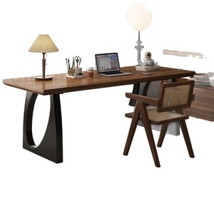 Solid Wood <b>Desk</b> Walnut Color 180Cm Office Writing Computer Table Modern Simple Design Home Workspace Furniture - Product Image 5
