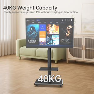 מעמד טלוויזיה נייד עם גלגלים, מתכוונן לגובה, תואם VESA 600x400, עם מדף אחסון מעץ, מתאים לטלוויזיות LCD בגודל 32-70 אינץ', מתאים לסלון. - Product Image 4