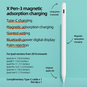 Hoạt Động Stylus Bút Chì Kép Sạc Chế Độ Không Dây Loại C Từ Lòng Bàn Tay Từ Từ chối Cảm Ứng Điện Trên Nghiêng Bằng Văn Viết Một-Núm Vú Đầu Bút - Product Image 3