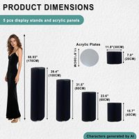Colonnes de présentation rondes noires pliables en carton (5 pièces) avec verrouillage magnétique pour anniversaires, mariages, commerce de détail et salons professionnels