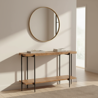 Console de luxe en bois massif à double niveau, style américain, panneau sans porte, montage simple, pour maison, gîte, salon, entrée