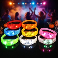 Bracelet LED d'Halloween activé par le son, lumineux et clignotant, avec logo personnalisé, accessoire pour fêtes, concerts et événements