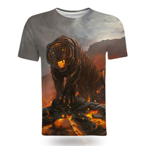 T-shirt à manches courtes pour homme, imprimé animal 3D, tigre, coupe ample, impression numérique, longueur normale, tissu tricoté, vêtements décontractés d'été - Product Image 2