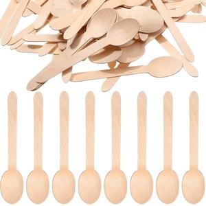 Wholesale Biodegradable 140mm <strong>Wooden</strong> Disposable <strong>Wooden</strong> <strong>Spoon</strong> With Custom Logo For Outdoor Party Or Travel Food Usage - Product Image 1