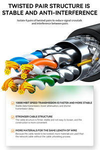 Câble <span class=keywords><strong>blindé</strong></span> Cat7 personnalisé <span class=keywords><strong>Ethernet</strong></span> réseau SFTP Cordon de raccordement RJ45 Câbles de communication PVC 1m 3m 5m 10m <span class=keywords><strong>20m</strong></span> 30m - Product Image 2