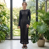 Robe longue en tricot pour femme Sadie, personnalisable OEM & ODM, pull à manches longues en maille pour femme, vêtements en tricot pour femme