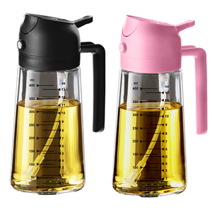 Set Dispenser Olio e Aceto in Vetro <span class=keywords><strong>per</strong></span> <span class=keywords><strong>Cucina</strong></span>, Spruzzino da 16oz con Coperchi Neri e Rosa Caldo - Product Image 1