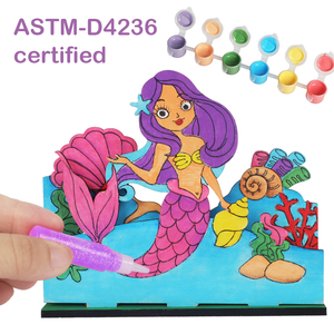 Set <span class=keywords><strong>di</strong></span> giocattoli da disegno in legno a forma <span class=keywords><strong>di</strong></span> <span class=keywords><strong>sirena</strong></span>, puzzle 3D da dipingere con <span class=keywords><strong>sirena</strong></span> e materiali artistici per bambini - Product Image 4