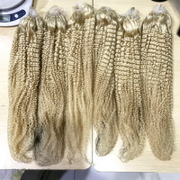 Extensions de cheveux Remy indiens non traités, micro-perles, cuticules alignées, boucles afro crépues 613, micro-anneaux, boucles en platiné blond