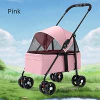 Poussette pour animaux de compagnie à 4 roues, ultra-légère, 4,9 kg, chariot de voyage pour chien et chat, pliable, poussette pour chien à trois roues avec absorption des chocs
