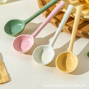 ช้อนเซรามิกด้ามยาวสไตล์ญี่ปุ่น-ดีไซน์สีทึบสำหรับของหวาน ซุป ข้าว เทศกาล งานแต่งงาน/ของขวัญวันเกิด (รุ่น NNTS) - Product Image 5