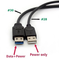 Câble adaptateur répartiteur USB 3.0 mâle vers double USB 3.0 en Y, conducteurs en cuivre pur, blindage tressé, charge rapide 3A pour ordinateur et caméra
