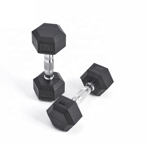 Haltérophilie de couleur noire en <span class=keywords><strong>fonte</strong></span> fixe enduit de caoutchouc exercices de gymnastique haltère hexagonal - Product Image 2